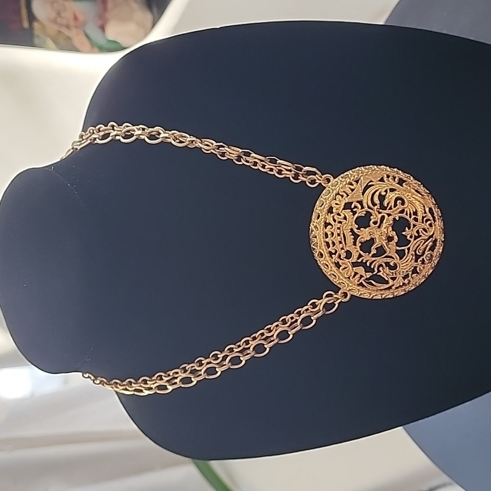 Napier Gold Filigree Medallion Necklace
